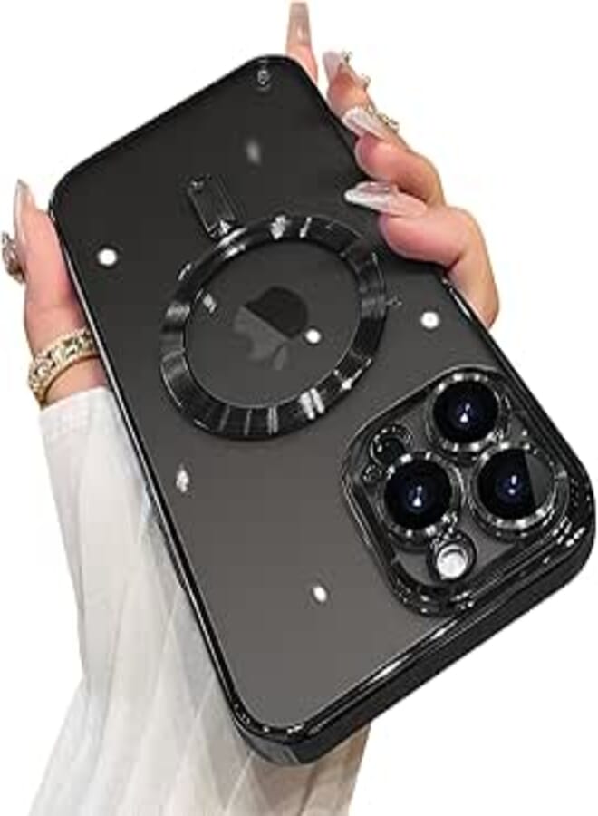 OOK Phone Case Made for iPhone 13 Pro (6.1 Inch) with Camera Lens Protector (Compatible with MagSafe) Anti-Scratch Shockproof Electroplated Slim Phone Cover for Women Men - Black